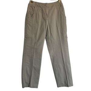 LL Bean Women's Classic Fit Cargo Pocket Plaid Flannel Lined Khaki Pants Size 6P